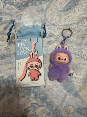 POP MART Labubu V4 The Monsters Pin For Love Alphabet Plush Pendant - Letter T